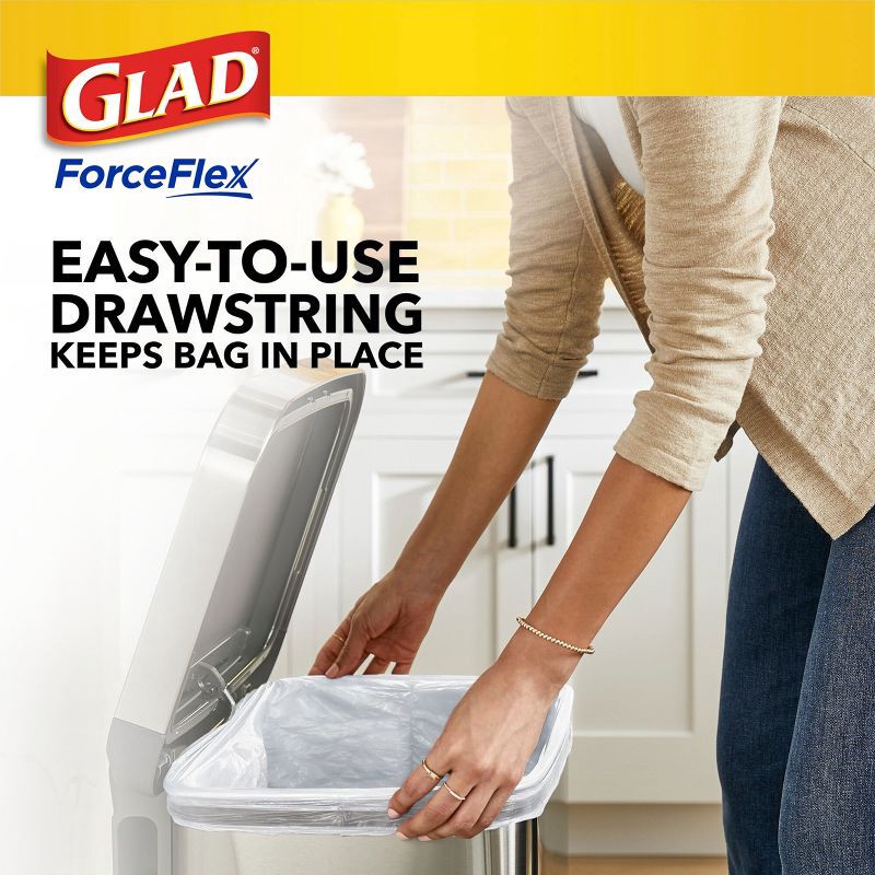 slide 5 of 9, Glad ForceFlex DrawString Trash Bags - Lemon Zest - 13gal/50ct, 13 gal, 50 ct