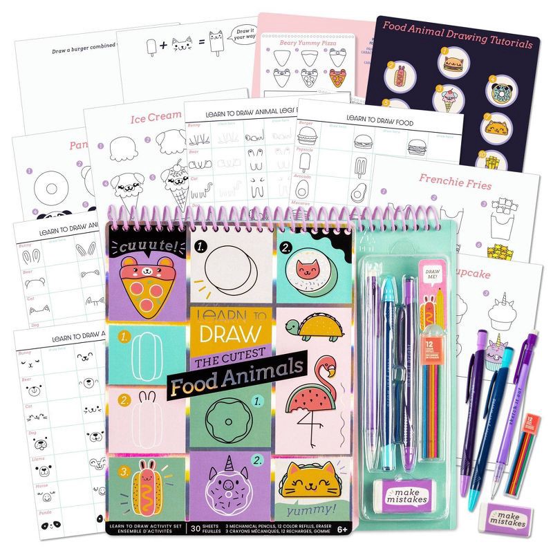 slide 2 of 8, Fashion Angels Learn to Draw Foodimals: Art & Craft Drawing Kit for Kids with Pencils & Sketch Pad, 1 ct