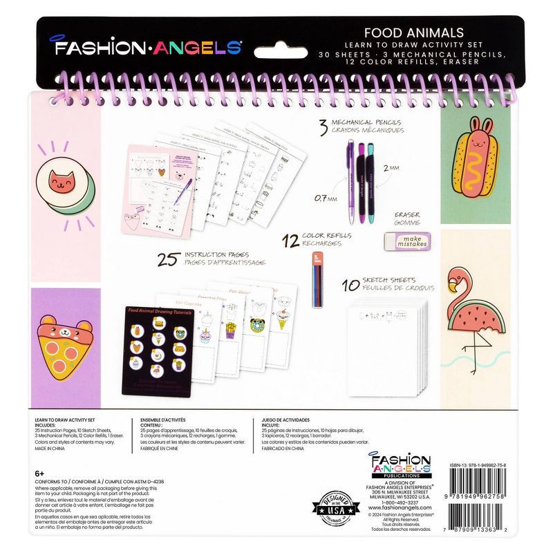 slide 3 of 8, Fashion Angels Learn to Draw Foodimals: Art & Craft Drawing Kit for Kids with Pencils & Sketch Pad, 1 ct