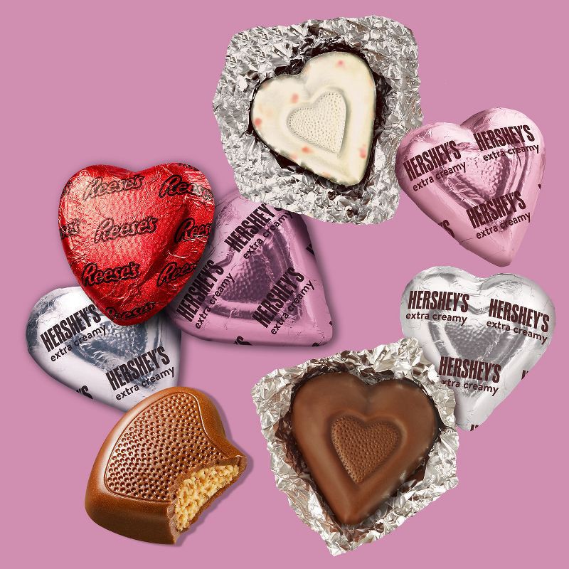 slide 4 of 6, Hershey's and Reese's Valentine's Day Assorted Chocolate Hearts Candy - 14.2oz, 14.2 oz