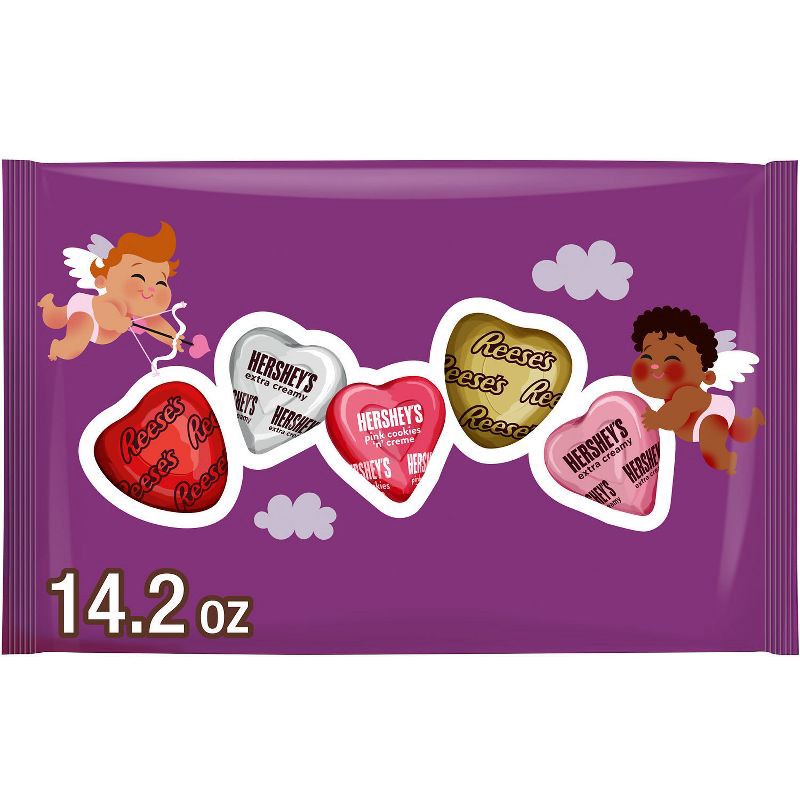 slide 1 of 6, Hershey's and Reese's Valentine's Day Assorted Chocolate Hearts Candy - 14.2oz, 14.2 oz