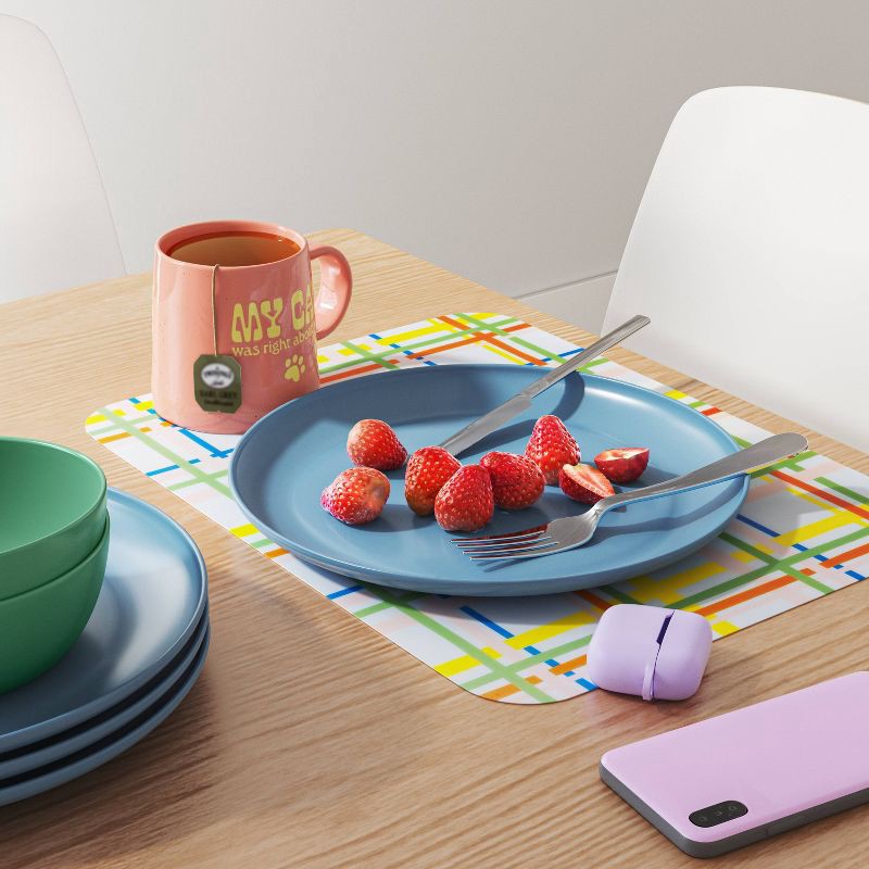 slide 2 of 3, 10.5" Plastic Dinner Plate Blue - Room Essentials™: Microwave & Dishwasher Safe, Recycled Material, 1 ct