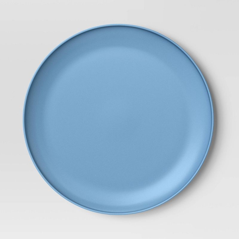 slide 1 of 3, 10.5" Plastic Dinner Plate Blue - Room Essentials™: Microwave & Dishwasher Safe, Recycled Material, 1 ct
