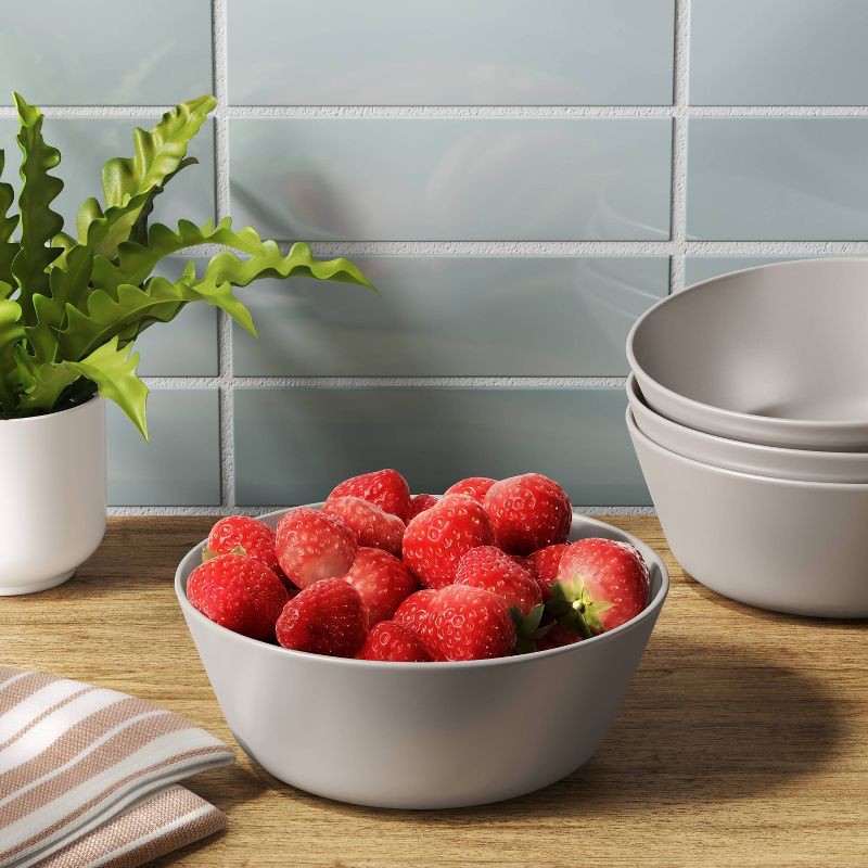 slide 2 of 3, 33.5 fl oz Plastic Cereal Bowl Light Gray - Room Essentials™: Microwave & Dishwasher Safe, Recycled Material, 33.5 fl oz
