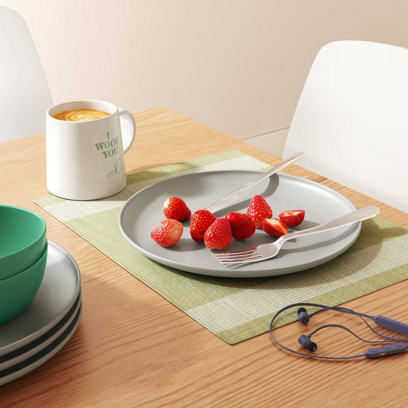 slide 2 of 3, 10.5" Plastic Dinner Plate Light Gray - Room Essentials™: Microwave & Dishwasher Safe, Recycled Material, 1 ct