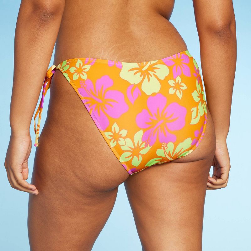 Women's Side-tie Mid-rise Cheeky High Leg Bikini Bottom - Wild