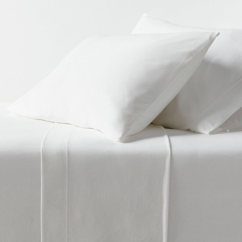 slide 1 of 4, Twin Cotton Jersey Sheet Set White - Threshold™: Knitted, OEKO-TEX Certified, Includes Fitted & Pillowcase, 1 ct