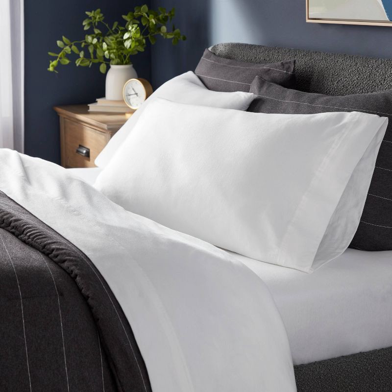 slide 2 of 4, King Cotton Jersey Sheet Set White - Threshold™: Knitted, OEKO-TEX Certified, Includes 4 Pieces, Fits up to 17" Mattress, 4 ct