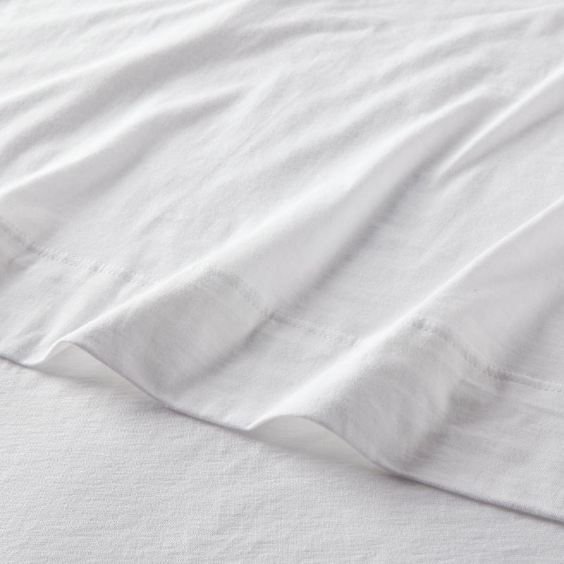 slide 3 of 4, King Cotton Jersey Sheet Set White - Threshold™: Knitted, OEKO-TEX Certified, Includes 4 Pieces, Fits up to 17" Mattress, 4 ct