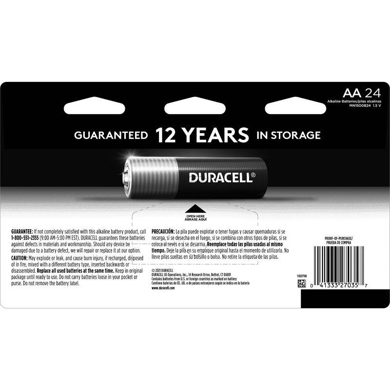 slide 6 of 6, Duracell Coppertop AA Batteries - 24pk Alkaline Battery: Household Single-Use 1.5V, 24 ct