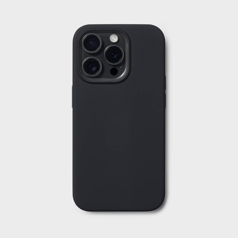 slide 2 of 4, iPhone 15 Pro Silicone Case with MagSafe - heyday™ Black: Compatible Wireless Charging, Solid Design, 1 ct
