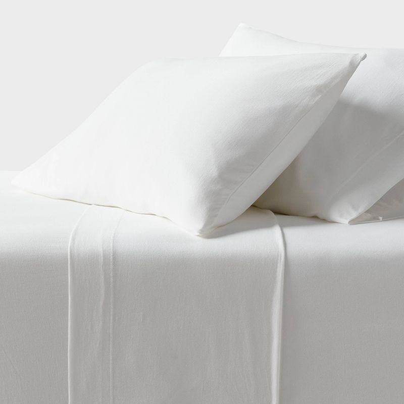 slide 2 of 3, Standard Cotton Jersey Pillowcase White - Threshold™: Machine Washable, Knitted Fabric, 2-Pack with End Closure, 1 ct