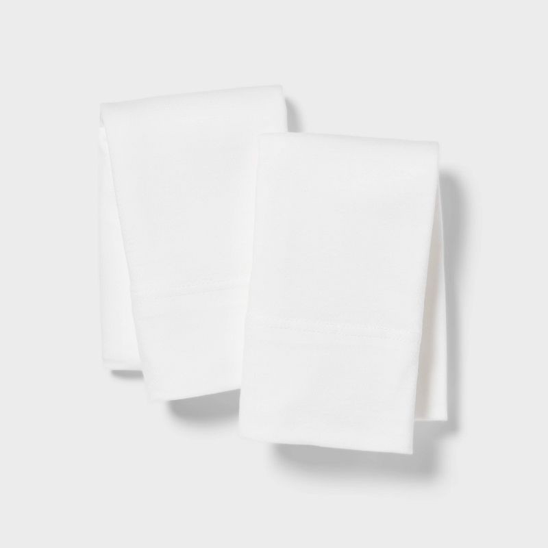 slide 1 of 3, Standard Cotton Jersey Pillowcase White - Threshold™: Machine Washable, Knitted Fabric, 2-Pack with End Closure, 1 ct