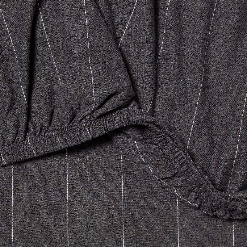 slide 4 of 4, Queen Cotton Jersey Sheet Set Dark Gray Striped - Threshold™: Knitted, OEKO-TEX Certified, Includes 4 Pieces, 4 ct