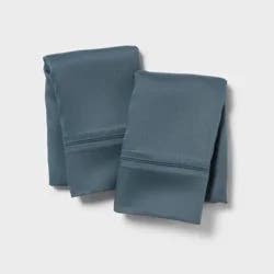 Standard 320 Thread Count Cool TENCEL® Lyocell Pillowcase Graphite - Threshold™: Sateen, Solid, 2-Pack, 20"x32"