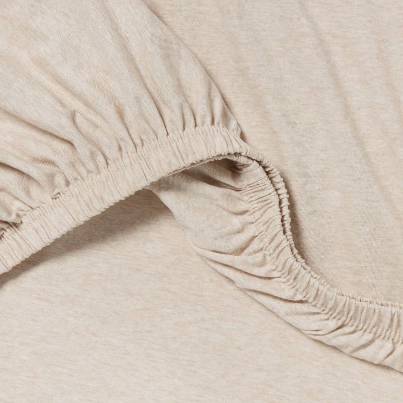 slide 4 of 4, Twin Cotton Jersey Sheet Set Heather Oatmeal - Threshold™: 3-Piece, 100% Cotton, Machine Washable, OEKO-TEX Certified, 1 ct