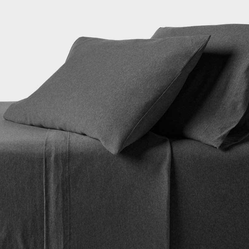 slide 2 of 3, Standard Cotton Jersey Pillowcase Charcoal Heather - Threshold™: Machine Washable, 2-Pack, OEKO-TEX Certified, 1 ct