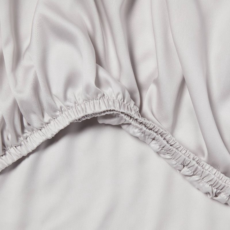 slide 4 of 4, Twin/Twin XL 320 Thread Count Cool TENCEL® Lyocell Sheet Set Light Gray - Threshold™: Solid Sateen, 18" Deep, 1 ct