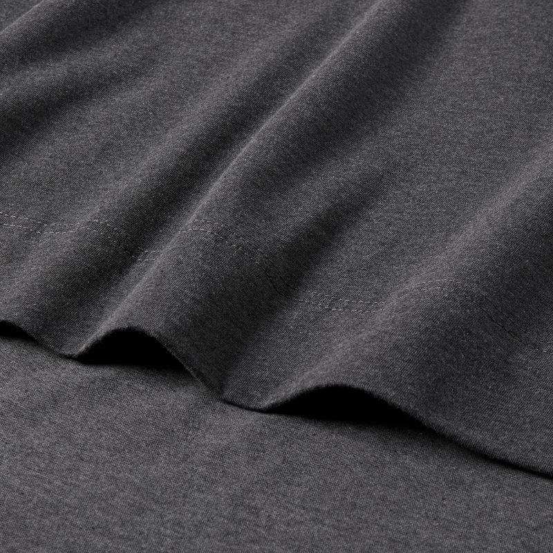 slide 3 of 4, Queen Cotton Jersey Sheet Set Heather Charcoal - Threshold™: 4-Piece, 100% Cotton, OEKO-TEX Certified, 1 ct