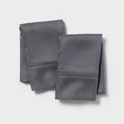 Standard 320 Thread Count Cool TENCEL® Lyocell Pillowcase Gray - Threshold™: Satin Weave, End Closure, OEKO-TEX Certified