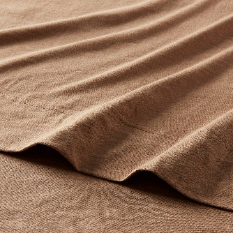 slide 3 of 4, Full Cotton Jersey Sheet Set Brown Heather - Threshold™: Knitted, Gender Neutral, Includes 4 Pieces, Fits up to 17" Mattress, 4 ct