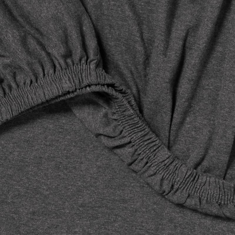 slide 4 of 4, Twin Cotton Jersey Sheet Set Heather Charcoal - Threshold™: OEKO-TEX Certified, Includes Fitted & Pillowcase, 1 ct