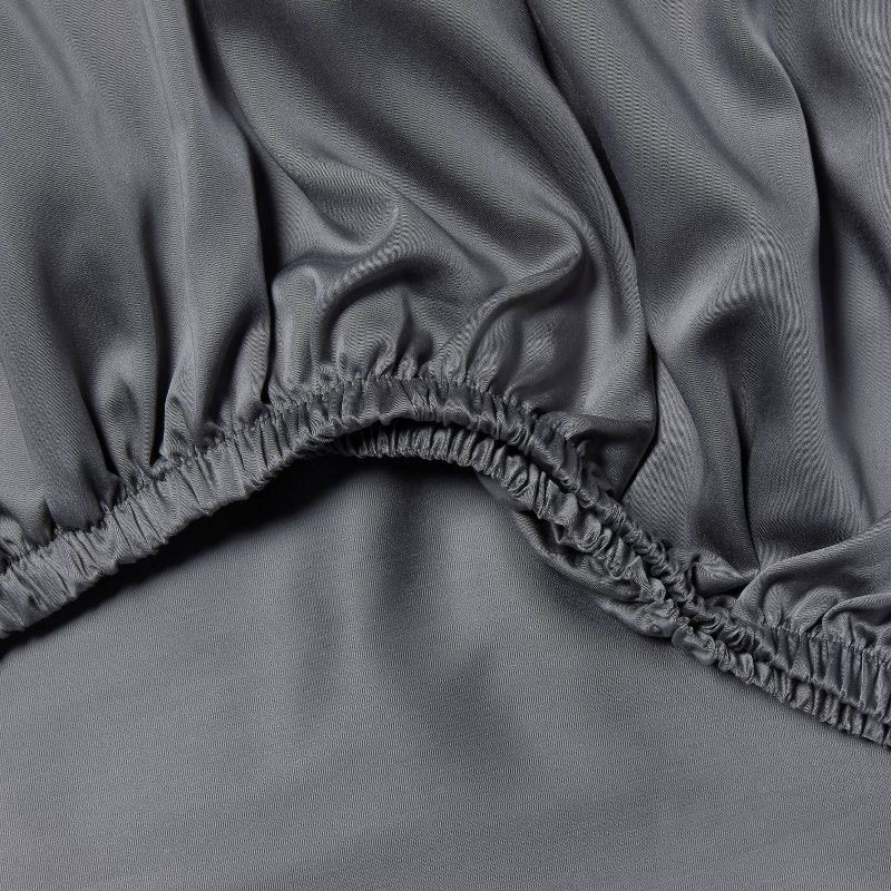 slide 4 of 4, Queen 320 Thread Count Cool TENCEL® Lyocell Sheet Set Gray - Threshold™: Satin Weave, OEKO-TEX Certified, 4-Piece Set, 1 ct