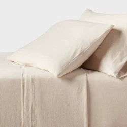 Queen Cotton Jersey Sheet Set Heather Oatmeal - Threshold™: 4-Piece, Machine Washable, OEKO-TEX Certified