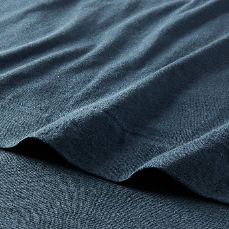 slide 3 of 4, Queen Cotton Jersey Sheet Set Teal Heather - Threshold™: Knitted, Includes 2 Pillowcases, OEKO-TEX Certified, 1 ct