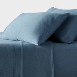 Queen Cotton Jersey Sheet Set Teal Heather - Threshold™: Knitted, Includes 2 Pillowcases, OEKO-TEX Certified