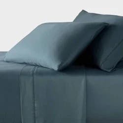 Twin/Twin XL 320 Thread Count Cool TENCEL® Lyocell Sheet Set Graphite - Threshold™: Solid Sateen, Cooling Bedding