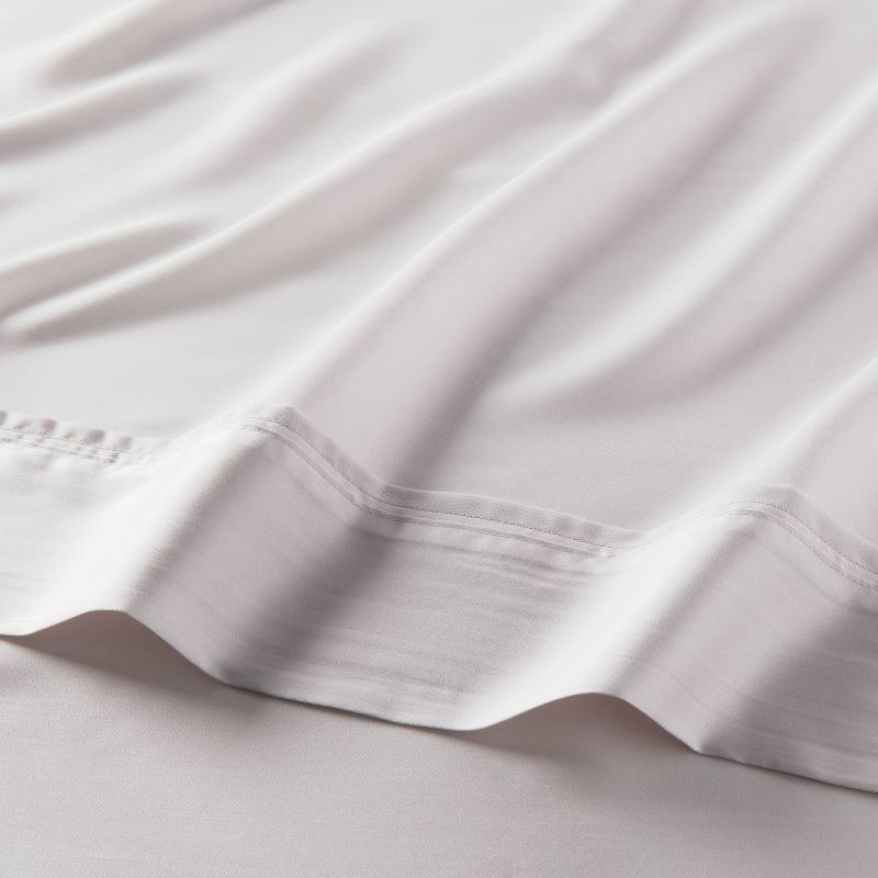 slide 3 of 4, King 320 Thread Count Cool TENCEL® Lyocell Sheet Set Light Gray - Threshold™: Solid Sateen, 18" Deep, 4-Piece Set, 1 ct