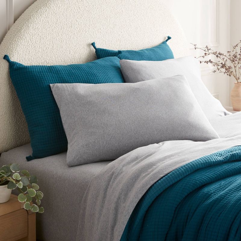 slide 2 of 4, King Cotton Jersey Sheet Set Heather Gray - Threshold™, 1 ct