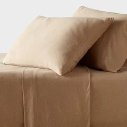 King Cotton Jersey Sheet Set Brown Heather - Threshold™: Knitted, OEKO-TEX Certified, Includes 4pc