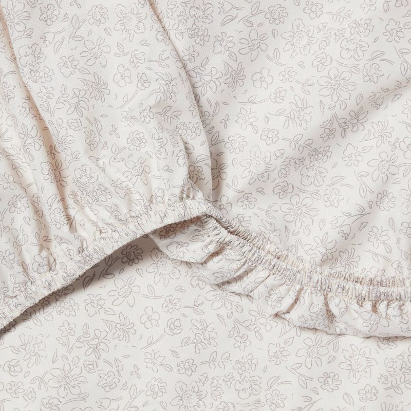 slide 4 of 4, Full Microfiber Sheet Set Gray Ditsy Floral - Room Essentials™, 1 ct