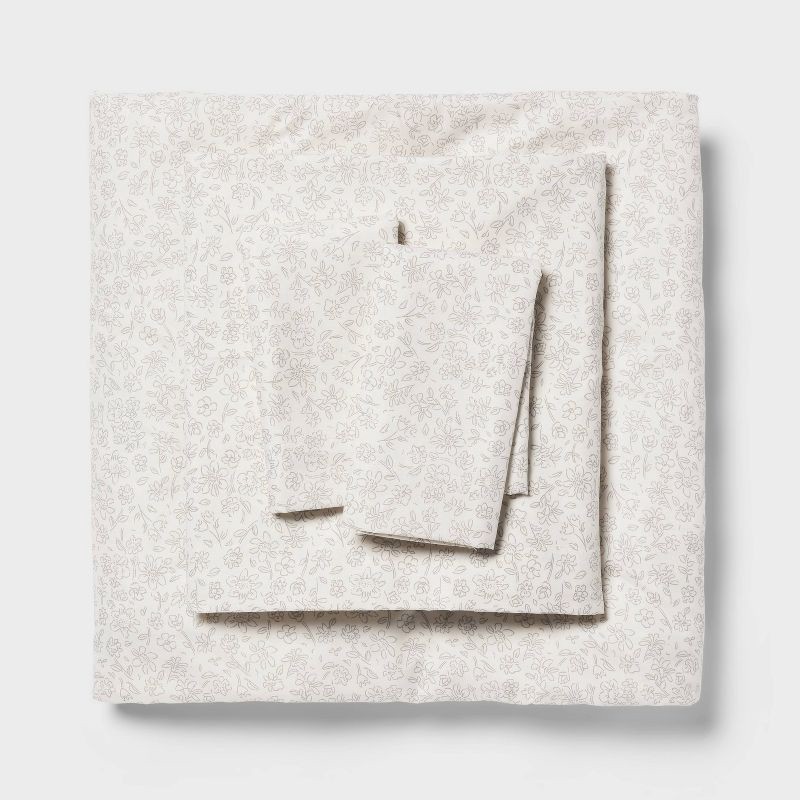 slide 1 of 4, Full Microfiber Sheet Set Gray Ditsy Floral - Room Essentials™, 1 ct