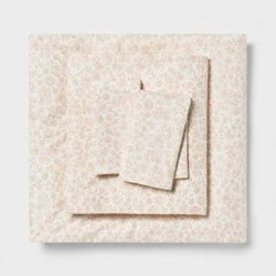 Full Microfiber Sheet Set Orange Dusk Ditsy Floral - Room Essentials™: Includes 1 Fitted, 1 Flat, 2 Pillowcases, OEKO-TEX Certified