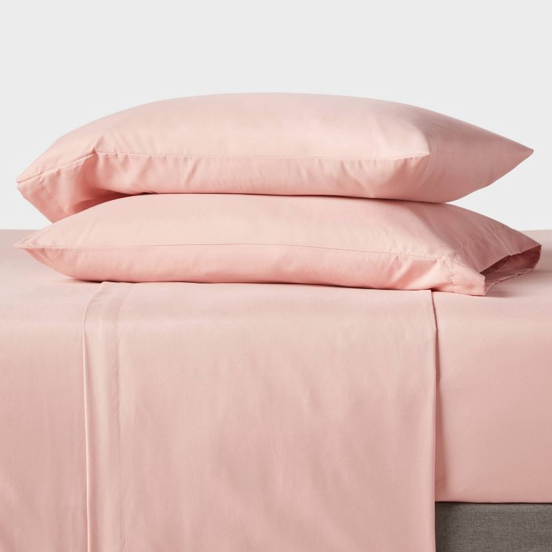 slide 2 of 4, Queen Microfiber Sheet Set Pink Metal - Room Essentials™: Polyester, 170 Thread Count, OEKO-TEX Certified, 1 ct