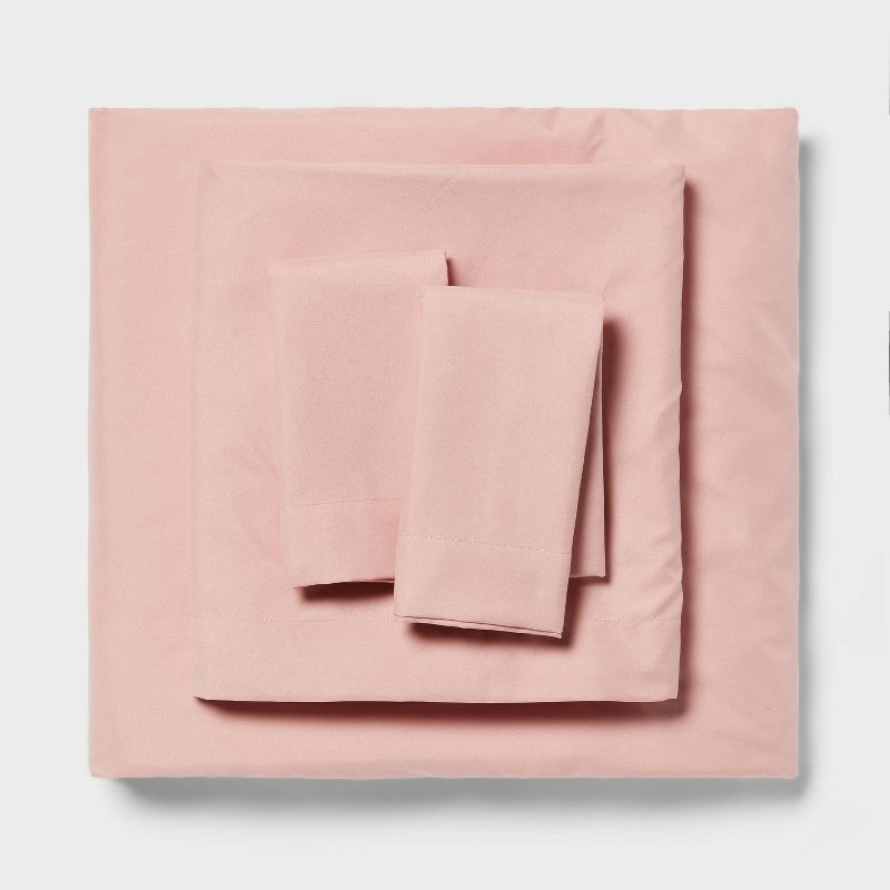 slide 1 of 4, Twin/Twin XL Microfiber Sheet Set Pink Metal - Room Essentials™: Polyester, 170 Thread Count, OEKO-TEX Certified, 1 ct