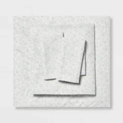 Twin/Twin XL Microfiber Sheet Set Pewter Aqua Ditsy Floral - Room Essentials™: 3-Piece Botanical Pattern, 15" Deep Pockets