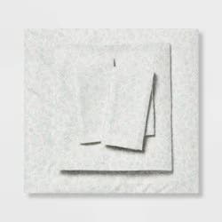 Twin/Twin XL Microfiber Sheet Set Pewter Aqua Ditsy Floral - Room Essentials™: 3-Piece Botanical Pattern, 15" Deep Pockets