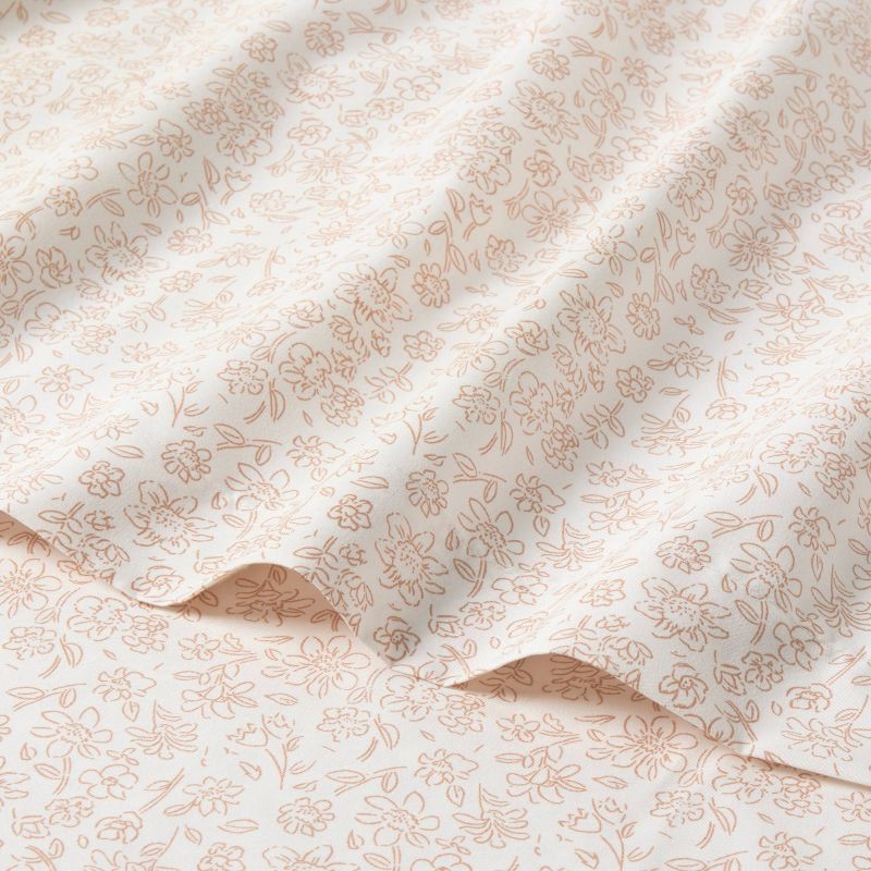 slide 3 of 4, Queen Microfiber Sheet Set Orange Dusk Ditsy Floral - Room Essentials™: Polyester, Botanical Pattern, 4-Piece Set, 1 ct