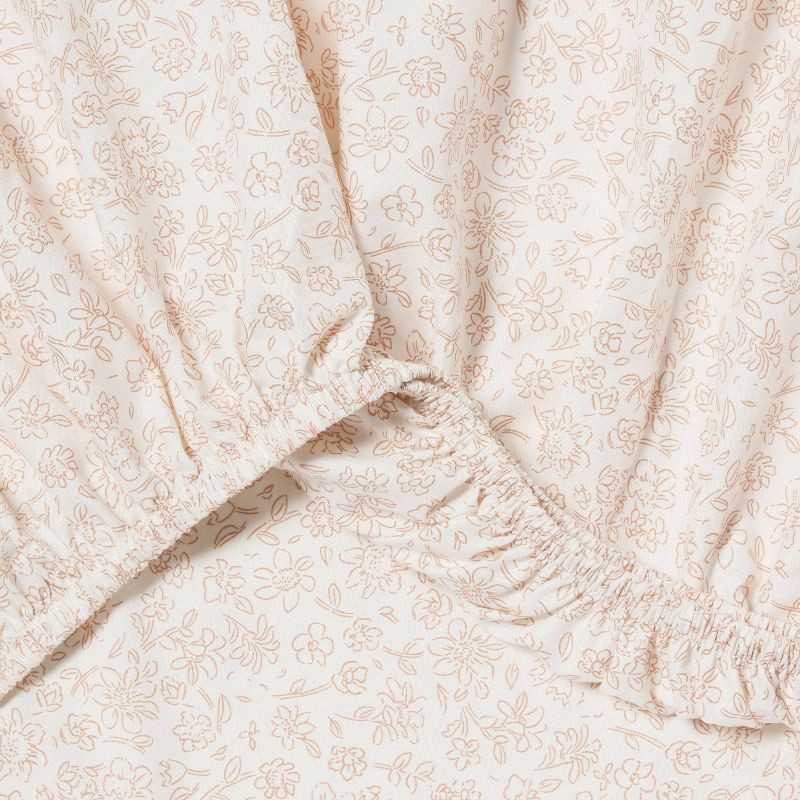 slide 4 of 4, King Microfiber Sheet Set Orange Dusk Ditsy Floral - Room Essentials™: Polyester, Botanical Pattern, 4-Piece Set, 1 ct