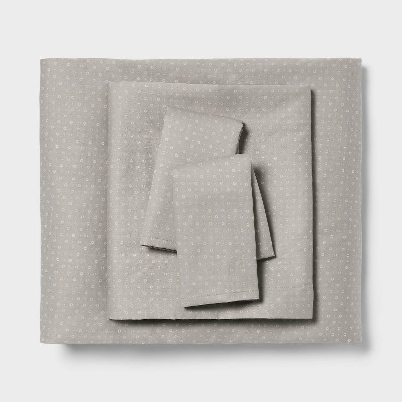 slide 1 of 4, Full Easy Care Cotton Blend Sateen Sheet Set Gray Dot - Room Essentials™: 225 Thread Count, Includes 2 Pillowcases & Fitted Sheet, 1 ct