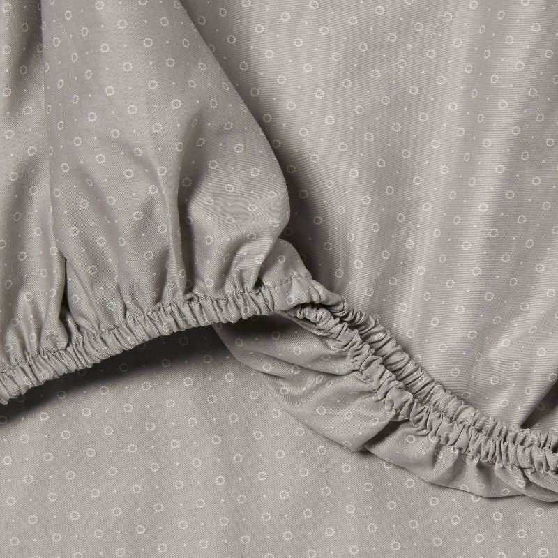 slide 4 of 4, Full Easy Care Cotton Blend Sateen Sheet Set Gray Dot - Room Essentials™: 225 Thread Count, Includes 2 Pillowcases & Fitted Sheet, 1 ct