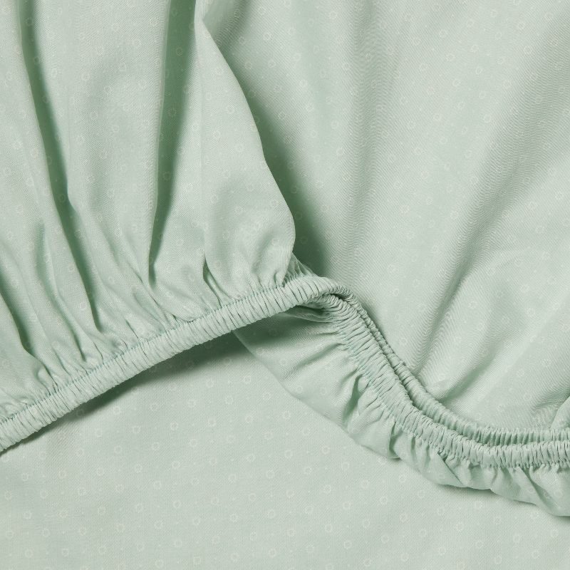 slide 4 of 4, Twin/Twin XL Easy Care Cotton Blend Sateen Sheet Set Mint Dot - Room Essentials™: 225 Thread Count, 3-Piece, OEKO-TEX Certified, 1 ct