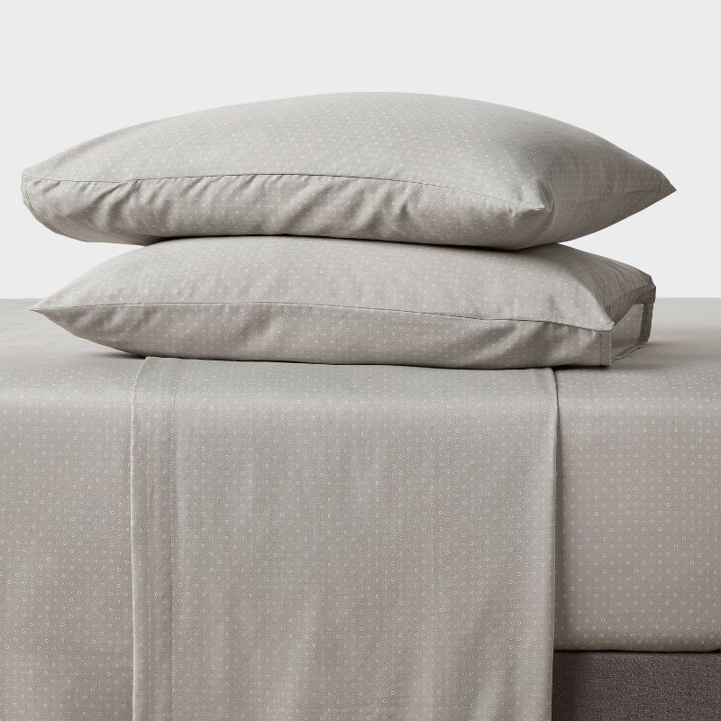 slide 2 of 4, Queen Easy Care Cotton Blend Sateen Sheet Set Gray Dot - Room Essentials™: 225 Thread Count, OEKO-TEX Certified, 1 ct