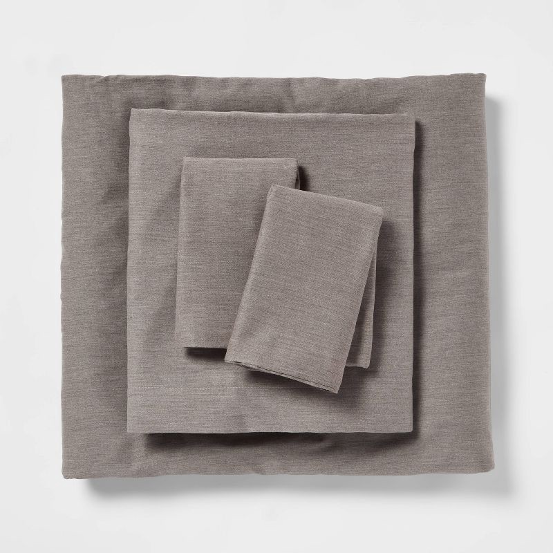 slide 1 of 4, Queen Easy Care Cotton Blend Sateen Sheet Set Heather Gray - Room Essentials™, 1 ct