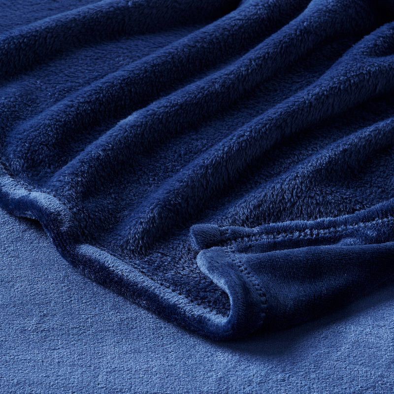 slide 3 of 3, Twin/Twin XL Blanket Navy - Room Essentials™: Lightweight Knitted, Recycled Polyester, Machine Washable, 1 ct