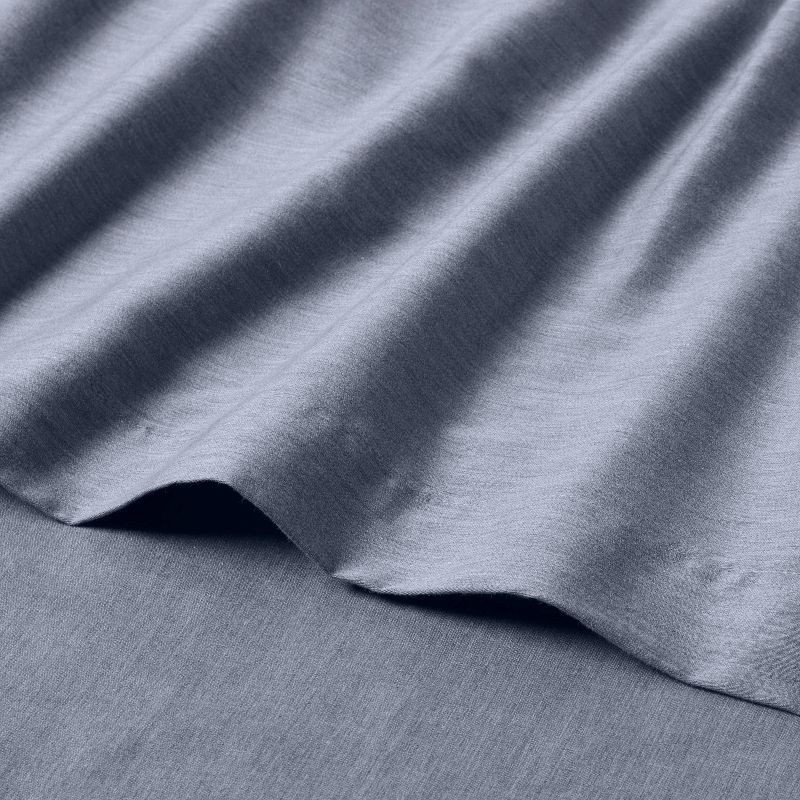 slide 3 of 4, Full Easy Care Cotton Blend Sateen Sheet Set Navy Heather - Room Essentials™: 225 Thread Count, 4-Piece, Teen & All Ages, 1 ct